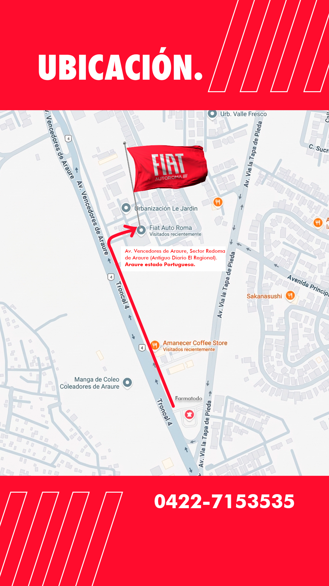 Ubicación de Fiat Auto Roma en Araure - ¿Cómo llegar?